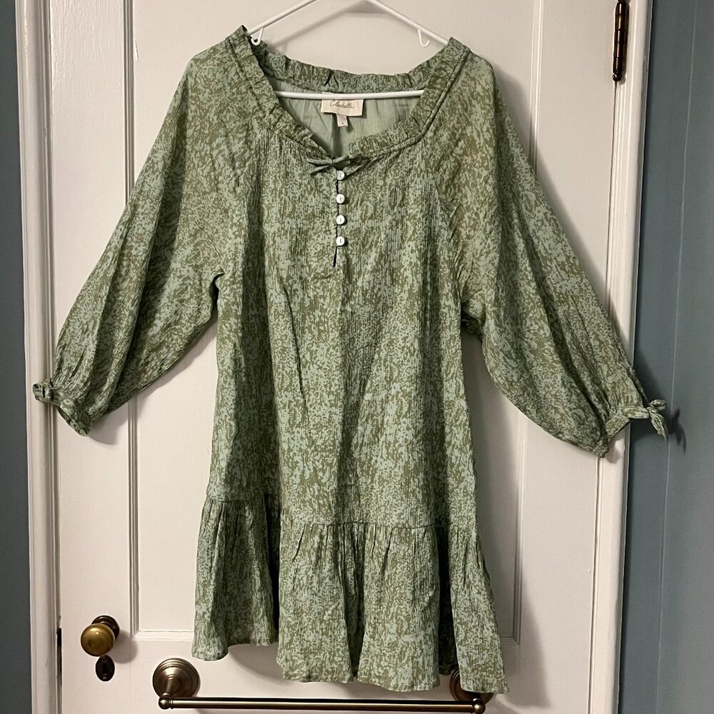 Cleobella green rainforest brinley mini dress size small 100% organic cotton